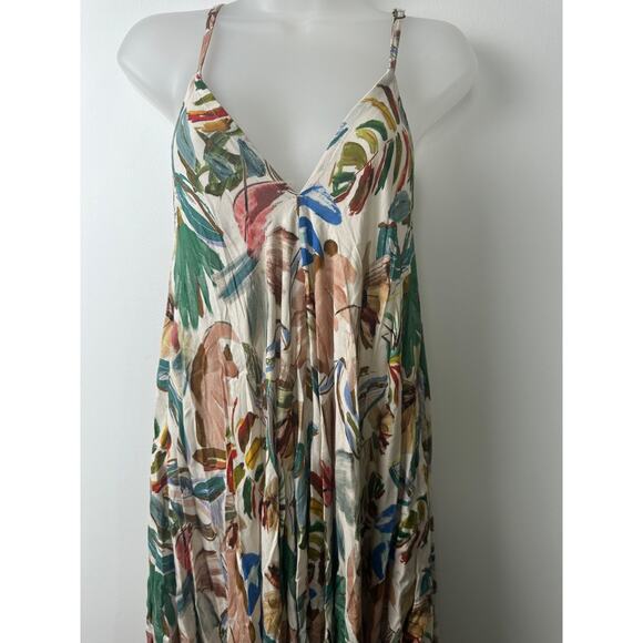 World Market Jumpsuit Womens S/M Floral Print Harem Rayon Boho Lagenlook E6 - Picture 2 of 8